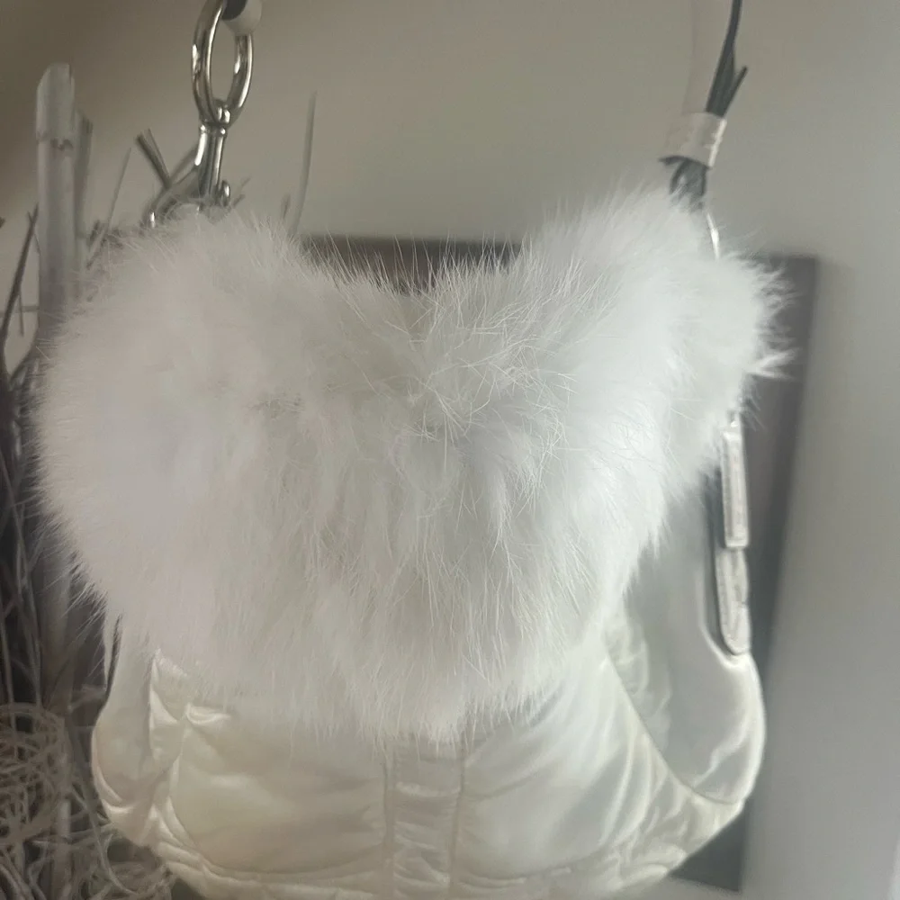 Coach White Fur-Trimmed Shoulder Bag - Picture 6 of 15